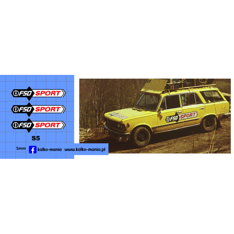 polski fiat 125p kombi fso sport kalkomania 1:43