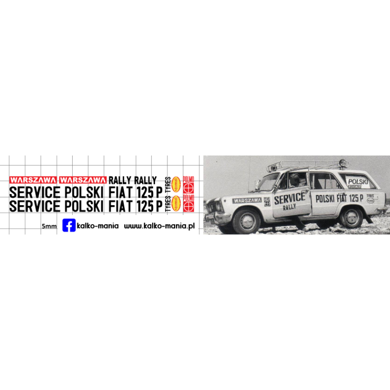 polski fiat 125p service kalkomania 1:43