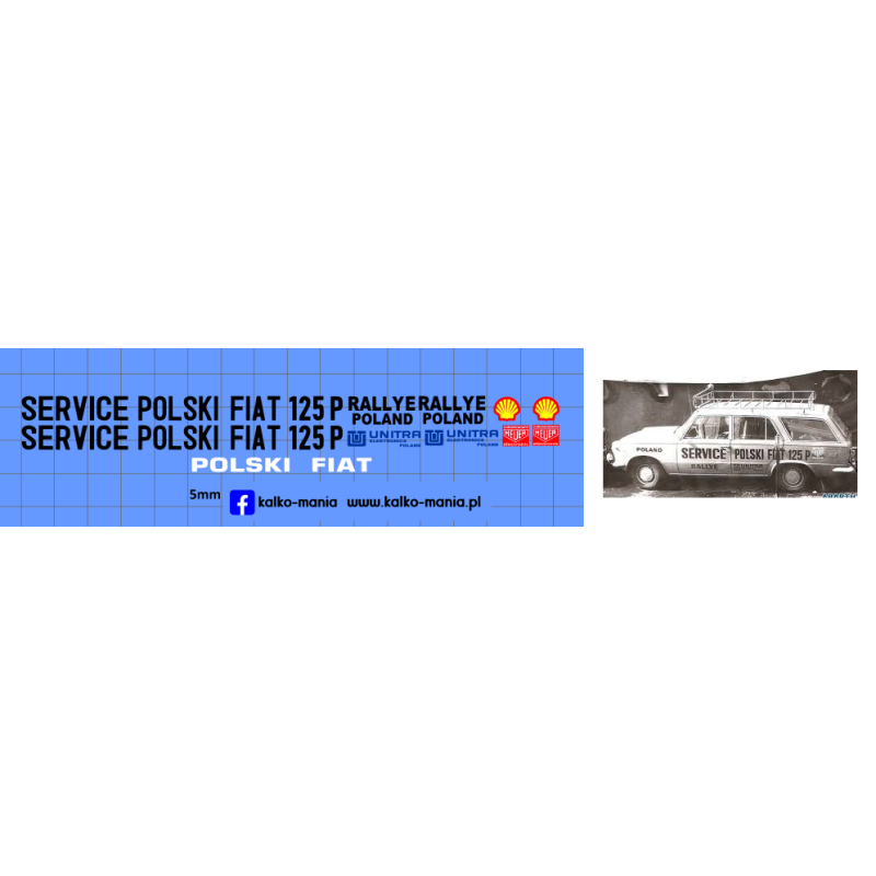 polski fiat 125p service kalkomania 1:43
