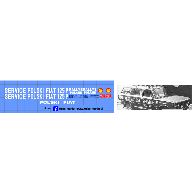 polski fiat 125p service kalkomania 1:43