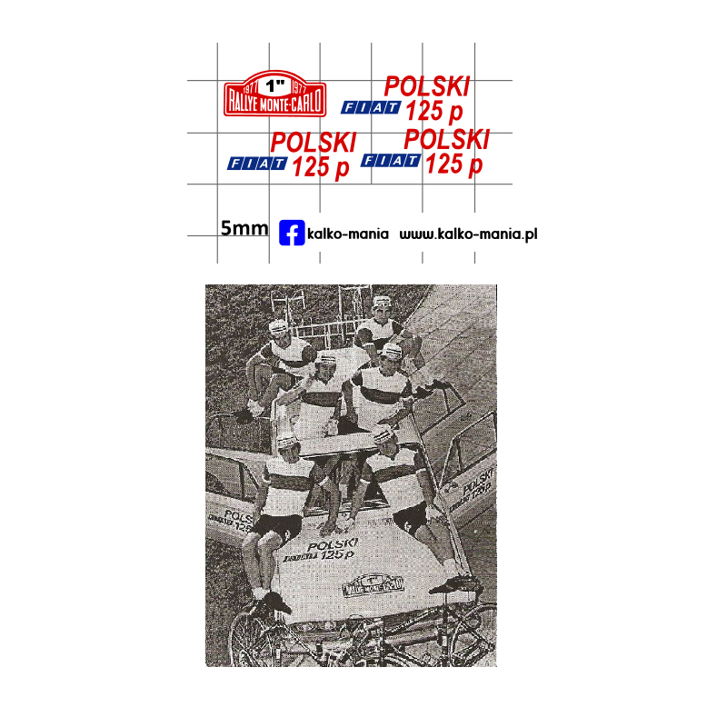 fiat 125p monte carlo 1977 kalkomania 1:43
