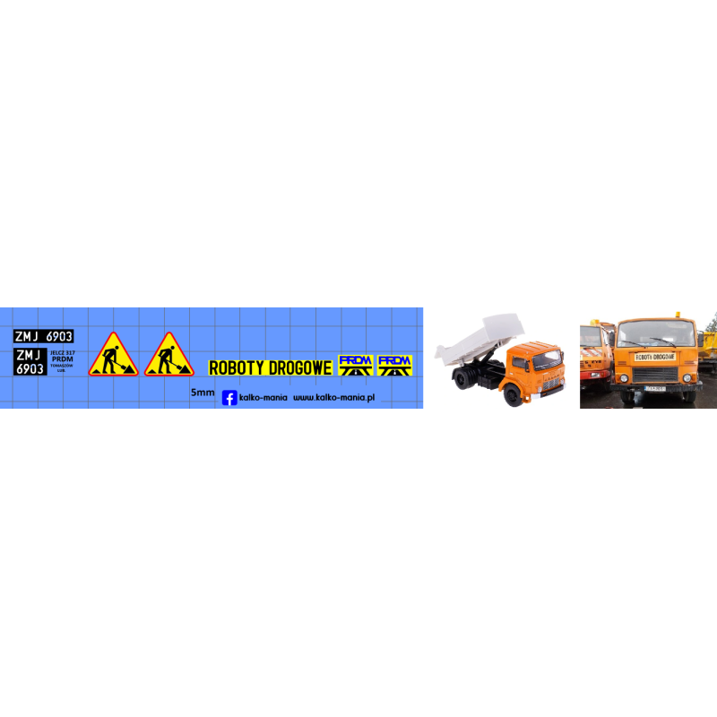 jelcz 317 wywrotka prdm tomaszow lubelski roboty drogowe kalkomania 1:43