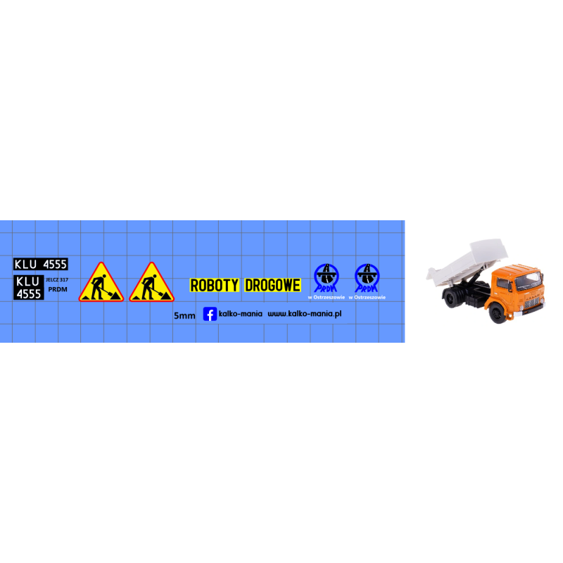 jelcz 317 wywrotka prdm w ostrrzeszowie roboty drogowe kalkomania 1:43