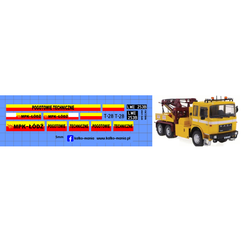 raba u26 256 holownik pogotowie techniczne mpk lodz kalkomania 1:43