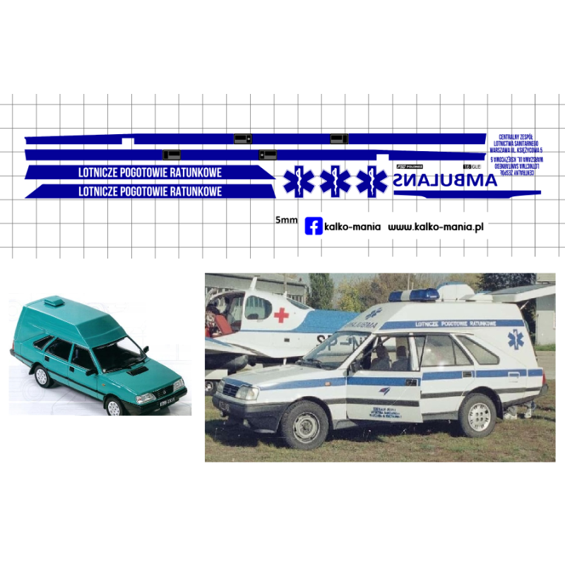polonez cargo lotnicze pogotowie ratunkowe ambulans karetka kalkomania 1:43