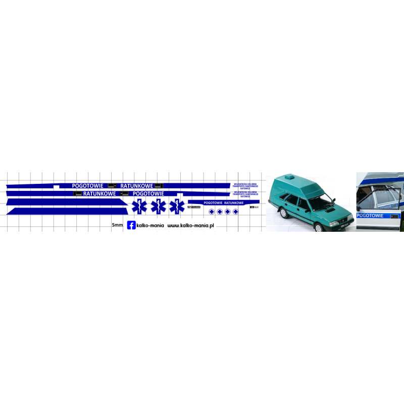 polonez cargo pogotowie ratunkowe ambulans wkts katowice kalkomania 1:43