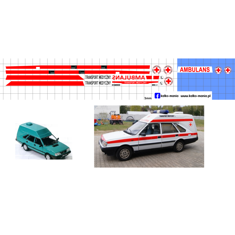 polonez cargo transport medyczny ambulans pck kalkomania 1:43