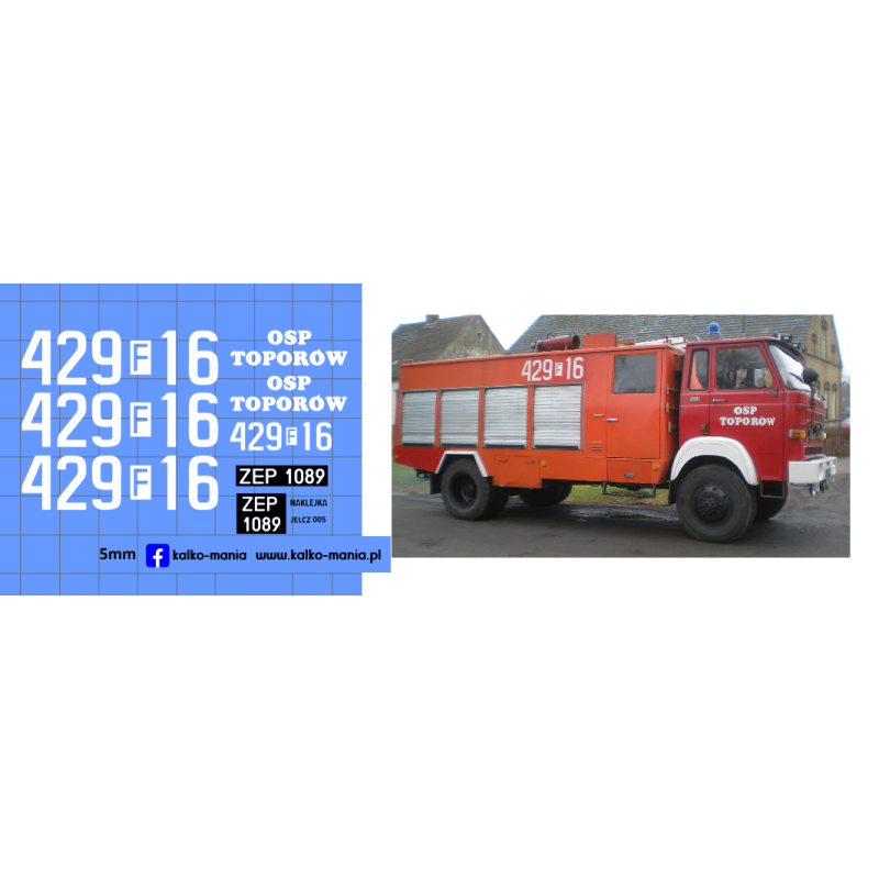 jelcz 005 star straż osp toporow kalkomania 1:43