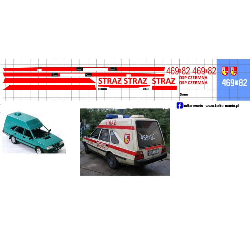 polonez cargo straz osp czermna kalkomania 1:43