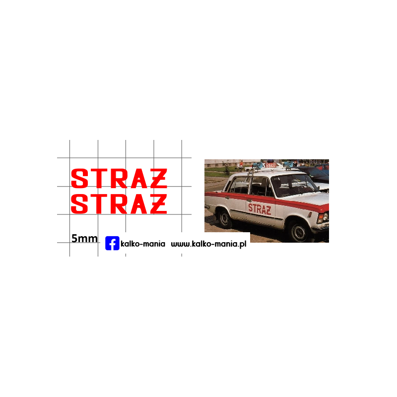 straz fiat 125p polonez kalkomania 1:43