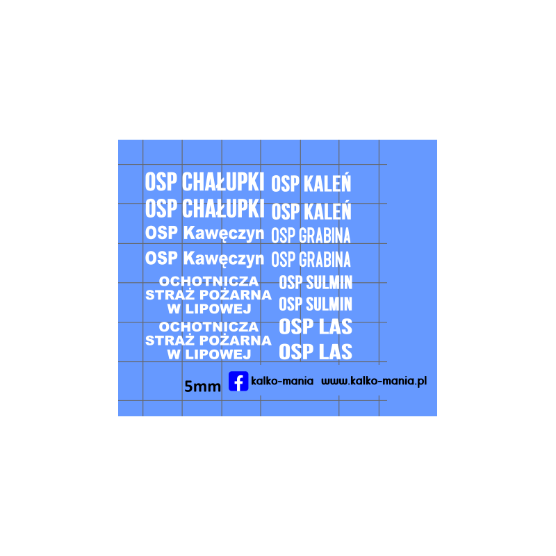 straz osp miejswosci kalkomania 1:43