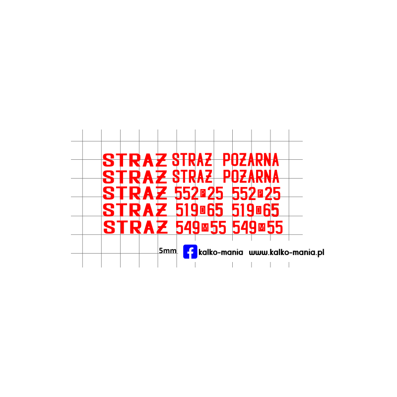 straz pożarna zestaw kalkomania 1:43
