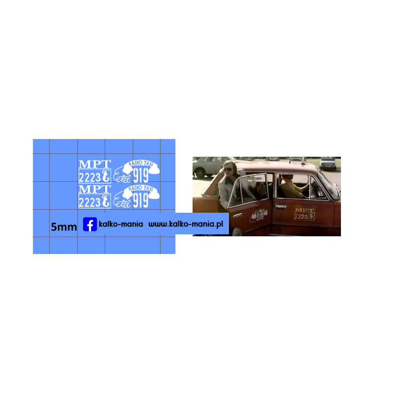fiat 125p taxi mpt warszawa kalkomania 1:43