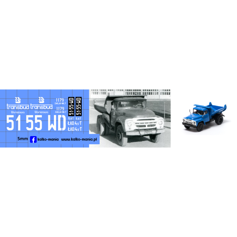 transbud zil 130 mmz 555 warszawa kalkomania 1:43