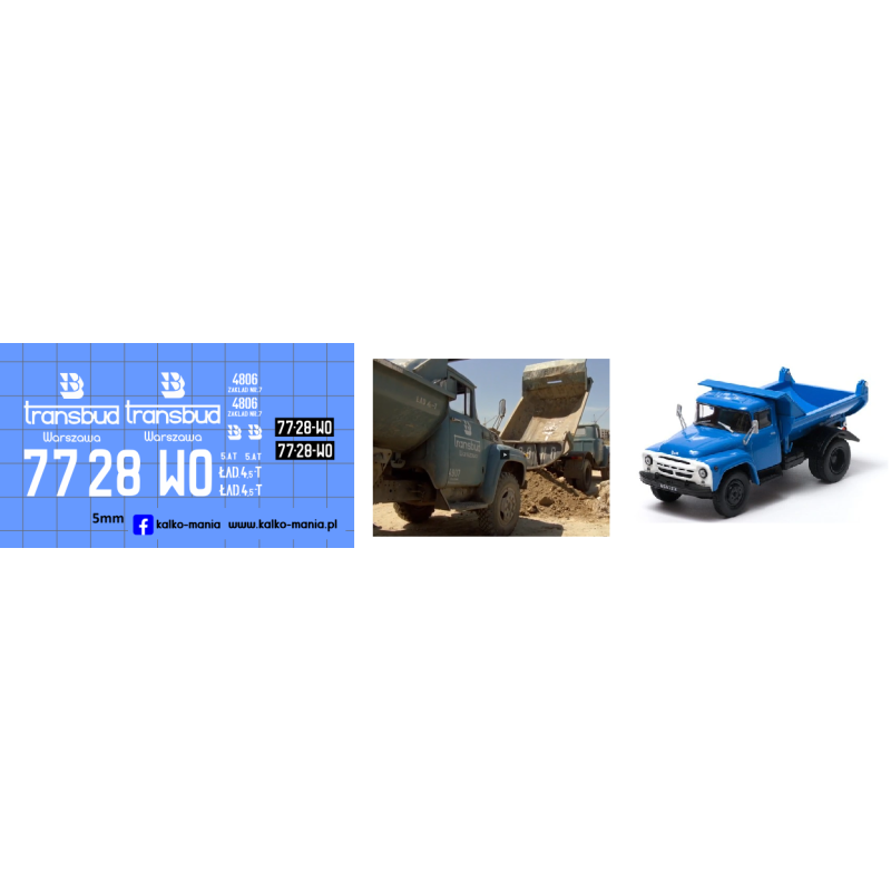transbud zil 130 mmz 555 warszawa kalkomania 1:43