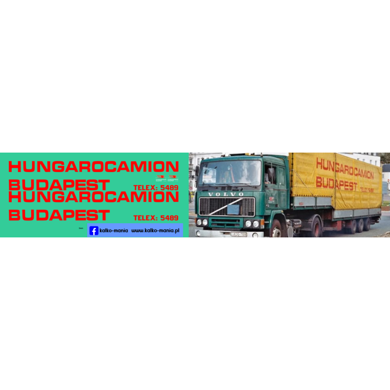volvo f12 hungarocamion budapest naczepa kalkomania 1:43