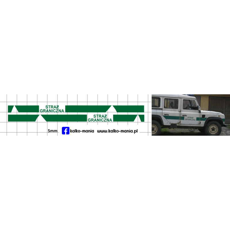 land rover defender straz graniczna kalkomania 1:43
