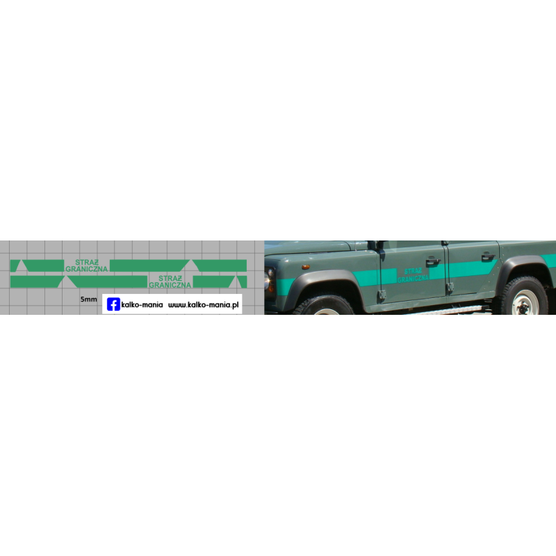 land rover defender straz graniczna kalkomania 1:43