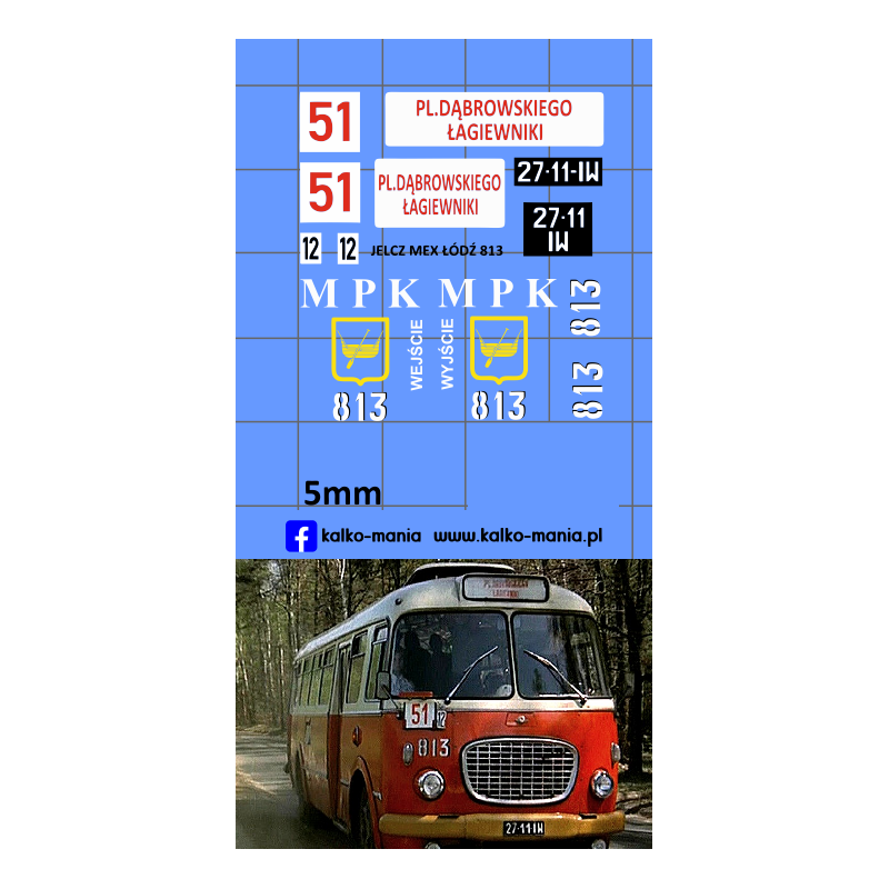 jelcz mex mpk lodz 813 daleko od szosy kalkomania 1:72