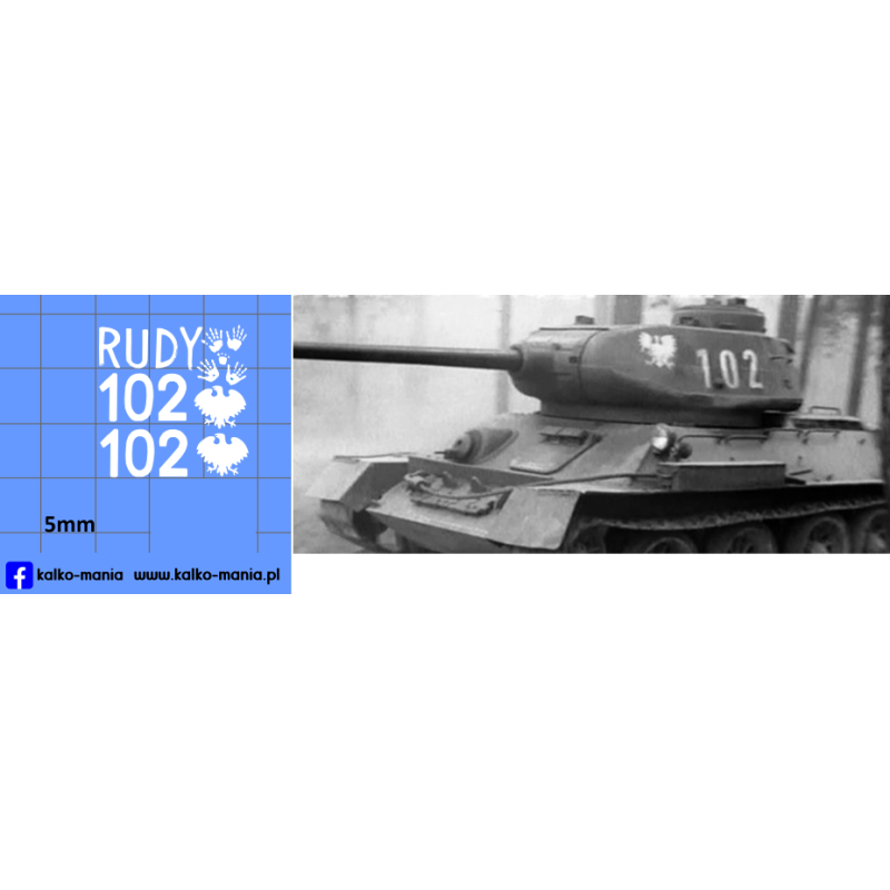 czołg t34 czterej pancerni i pies rudy 102 kalkomania 1:72