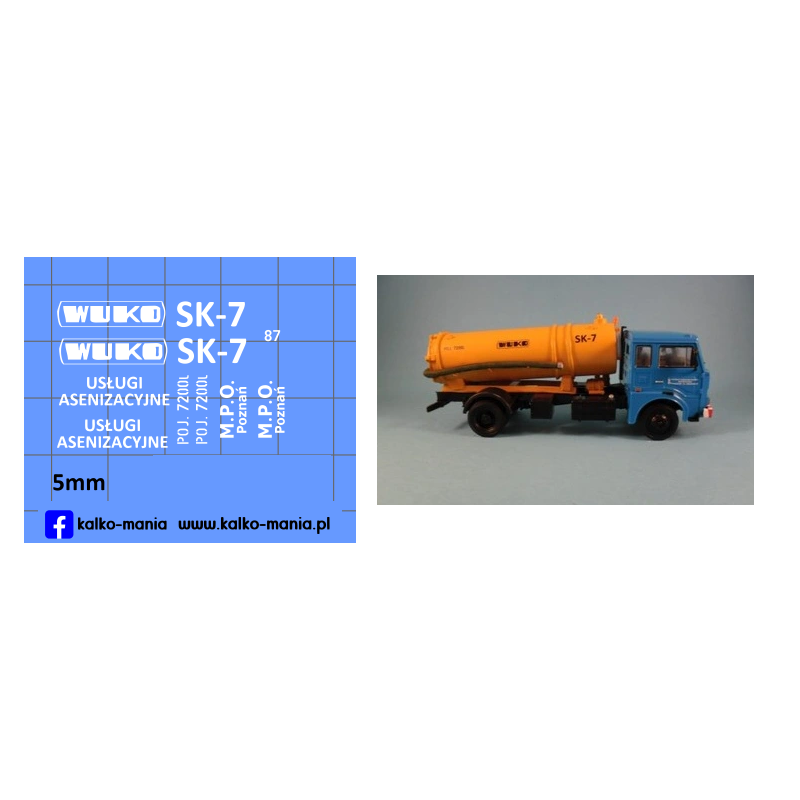 jelcz wuko sk 7 asenizacyjny kalkomania 1:87
