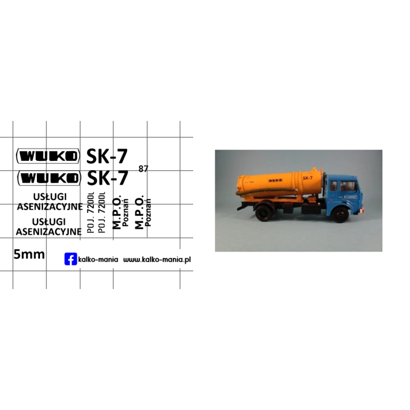 jelcz wuko sk 7 asenizacyjny czarny kalkomania 1:87