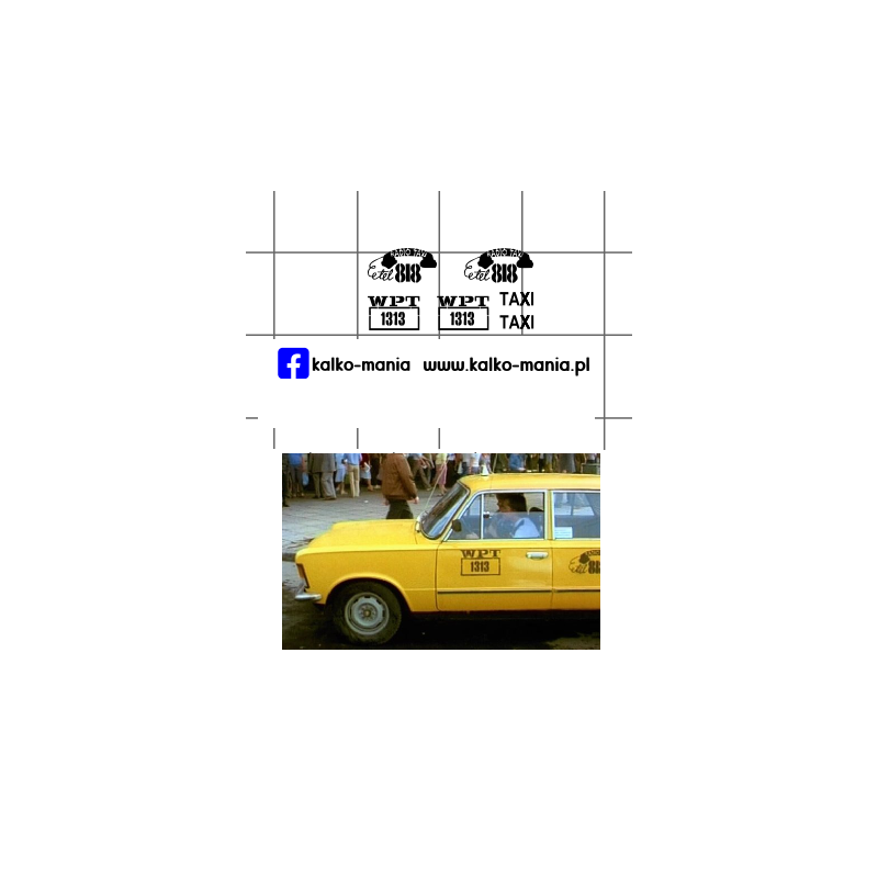 taxi fiat 125p 1313 zmiennicy kalkomania 1:87