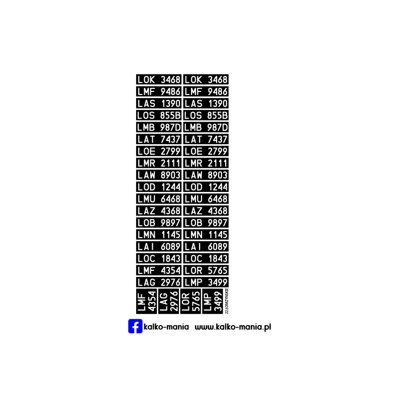 Łomżyńskie 1976-2000 Tablice rejestracyjne 1:43