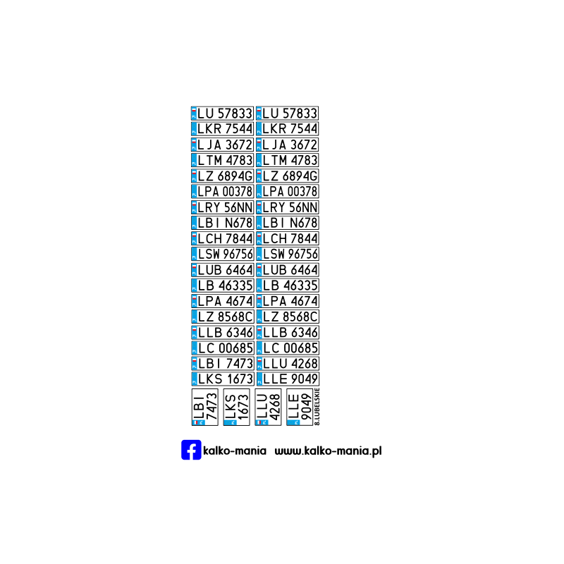 Lubelskie 2000 Tablice rejestracyjne 1:43