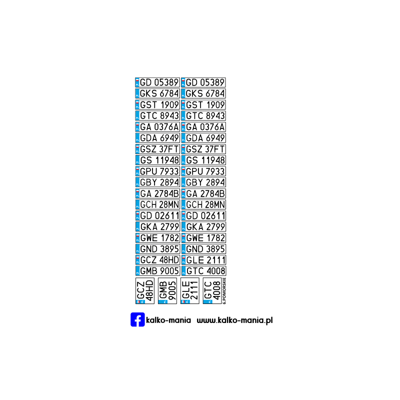Pomorskie 2000 Tablice rejestracyjne 1:43