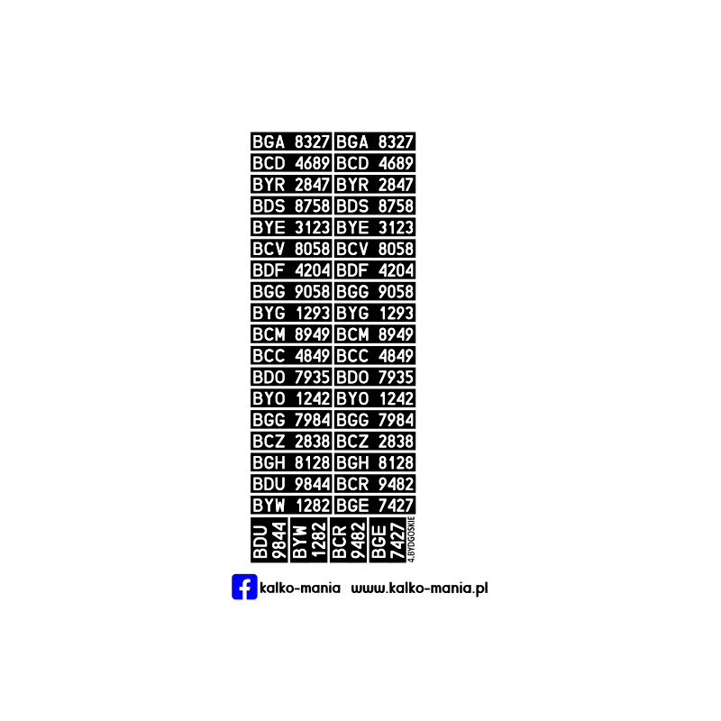 Bydgoskie 1976-2000 Tablice rejestracyjne 1:24