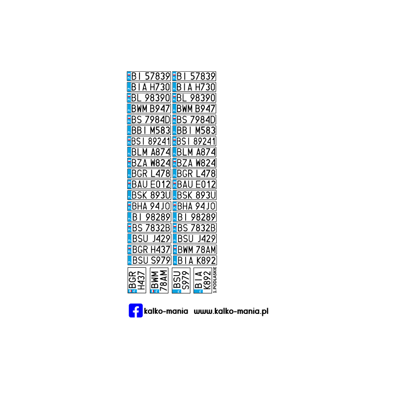 Podlaskie 2000 Tablice rejestracyjne 1:24