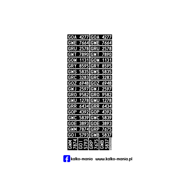 Gorzowskie 1976-2000 Tablice rejestracyjne 1:18