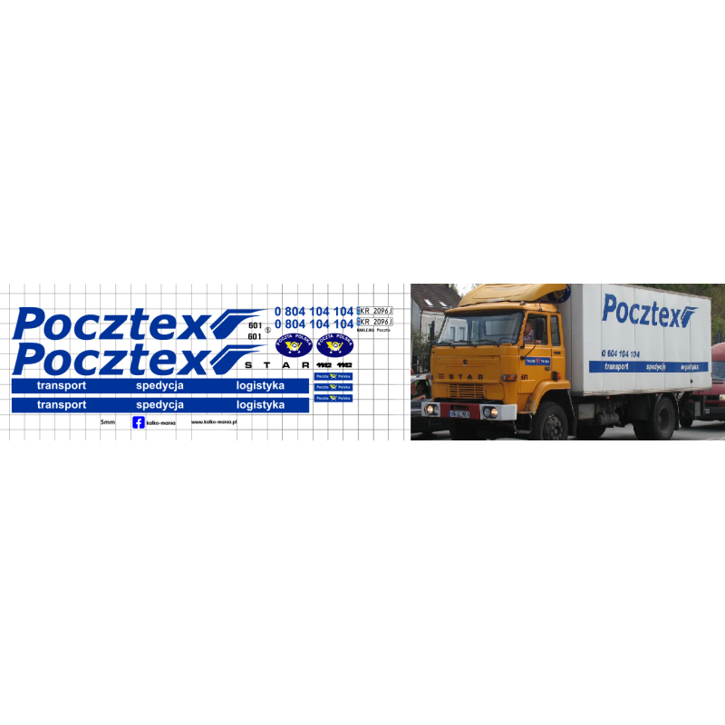 star 1142 poczta pocztex kalkomania 1:43