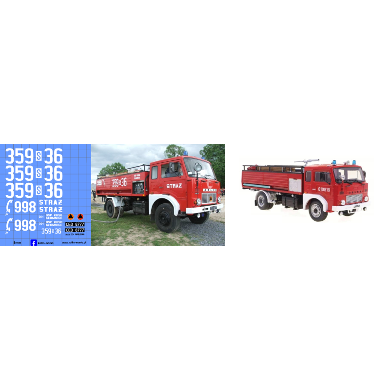 jelcz 004 krsg straż osp kalkomania 1:43